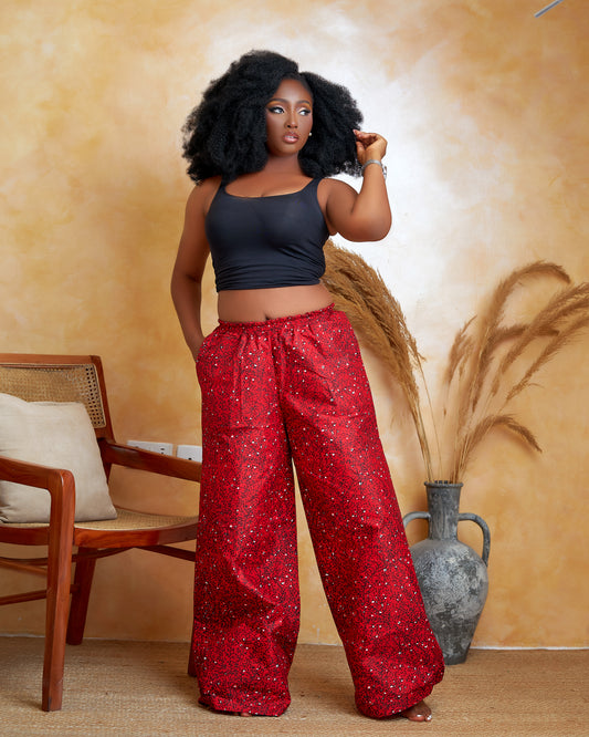 SOMA Red Ankara Pants – African Print Trousers for Women | KAFOS