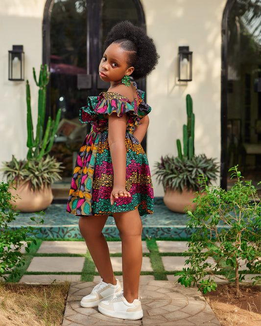 African Print Maxi Dress with Frill Sleeves – IBUKUN | KAFOS