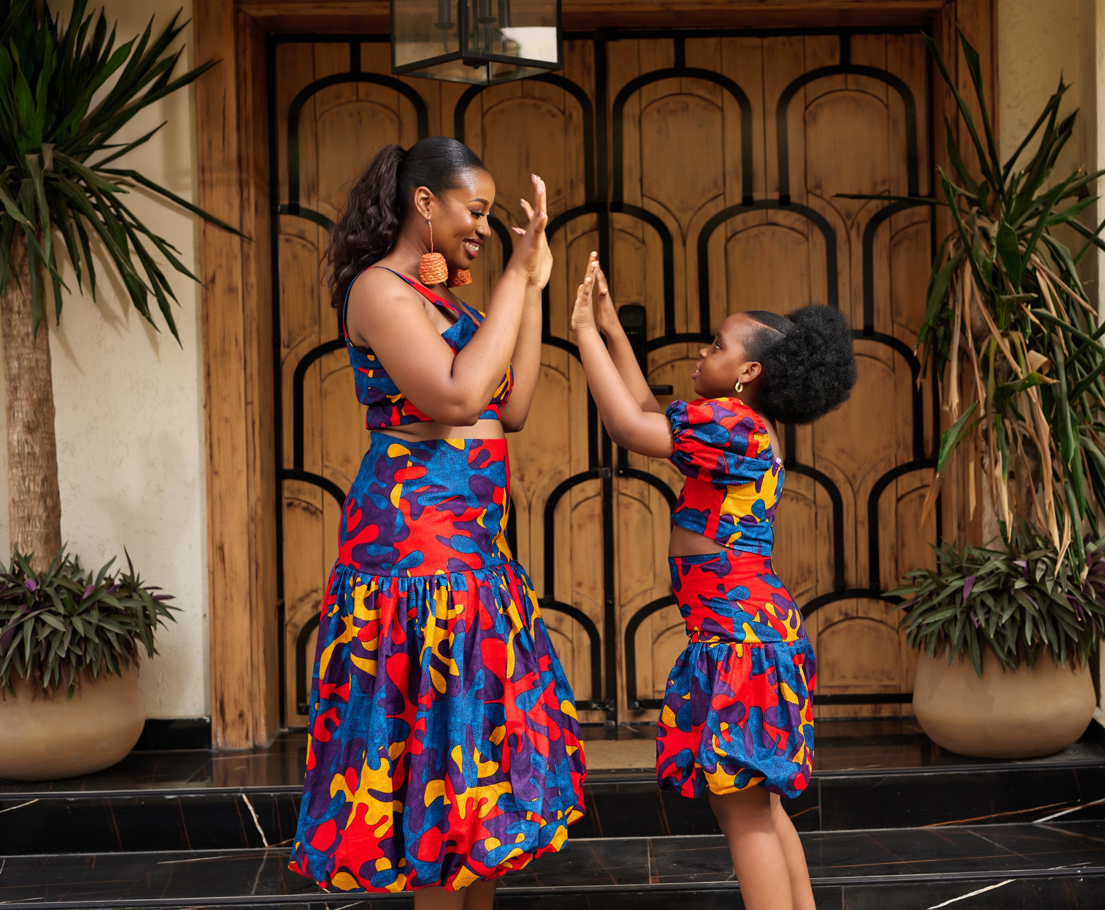 Girls African Print Crop Top & Skirt Set – Off-Shoulder Outfit | KAFOS