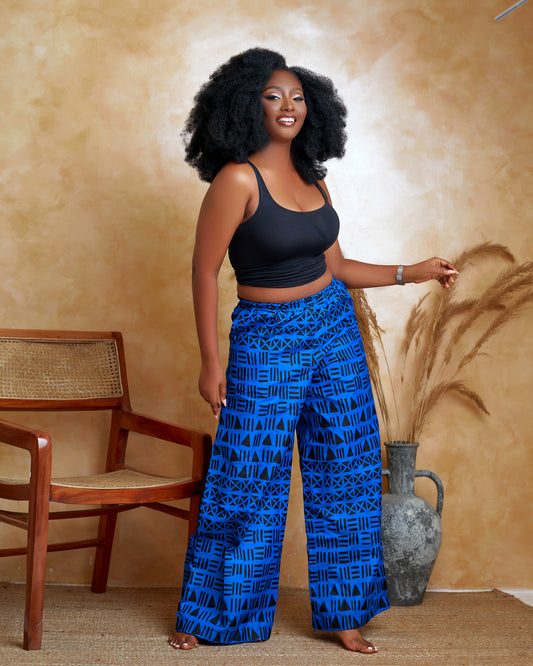 Lorri Blue Ankara Pants – African Print for Women | KAFOS